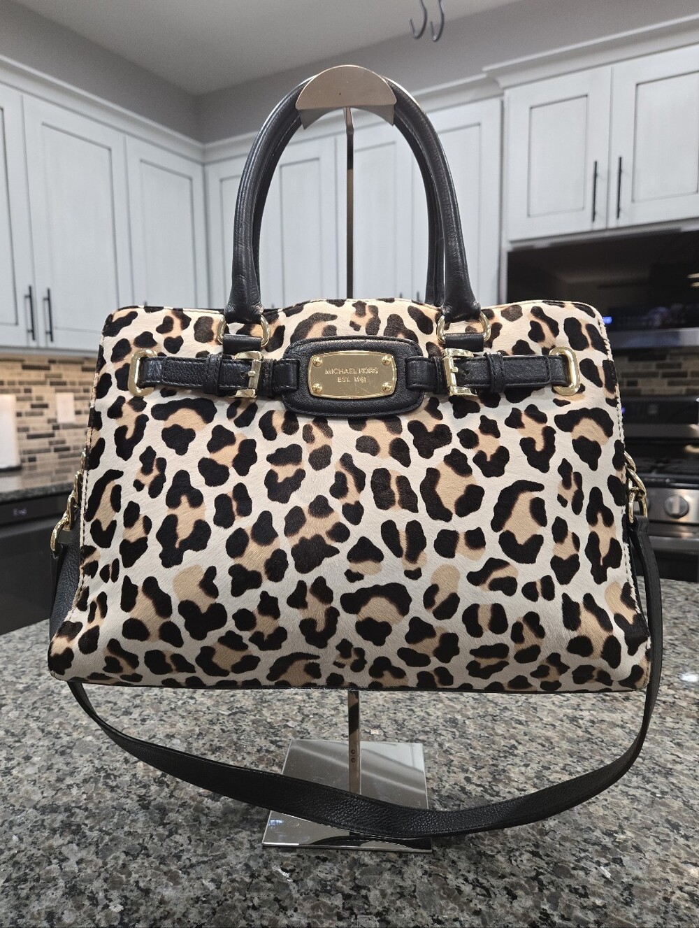 Michael Kors Leopard Calf Hair Hamilton Satchel - Picture 3 of 15
